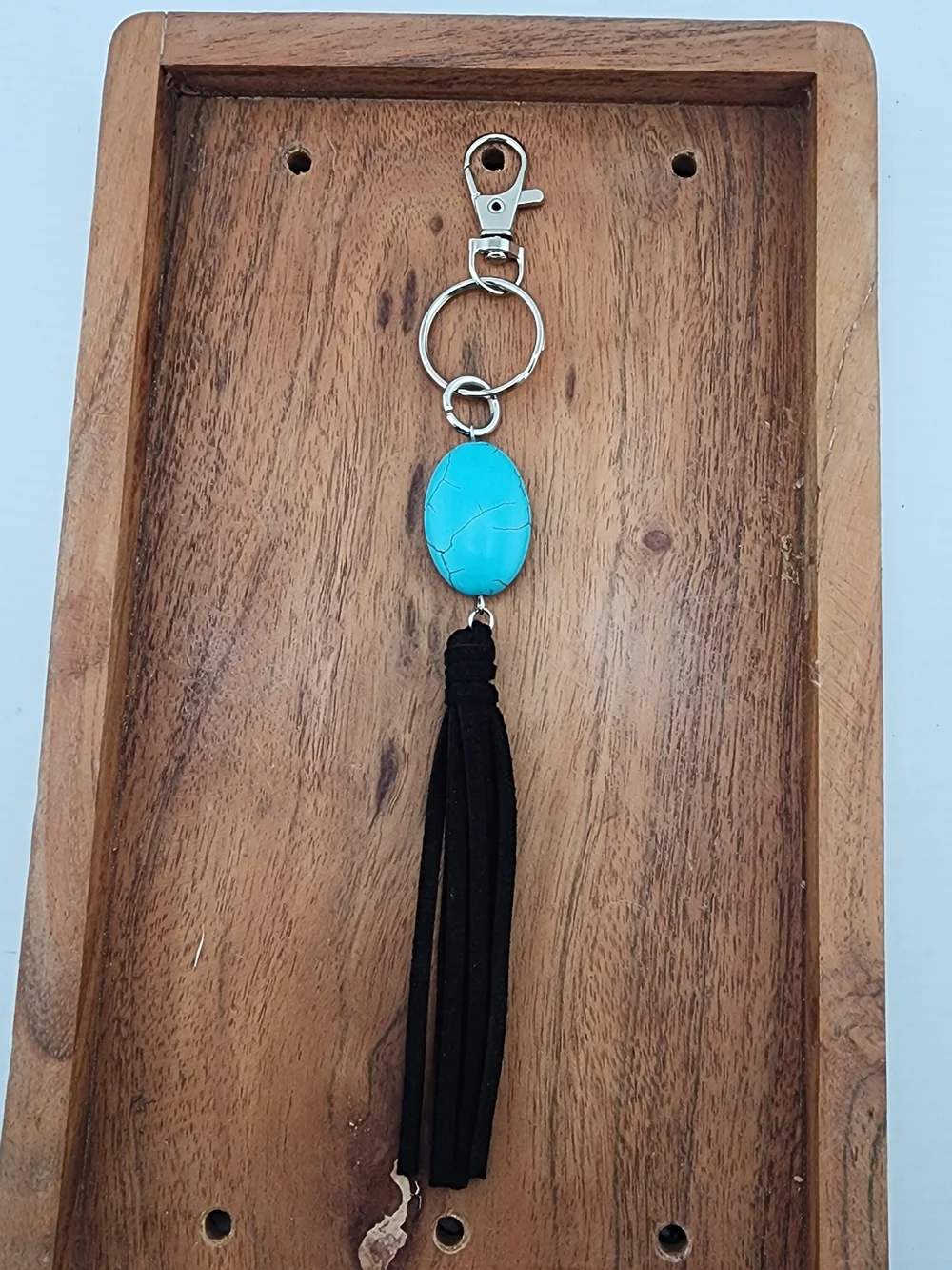 Turquoise Stone Tassel Keychain